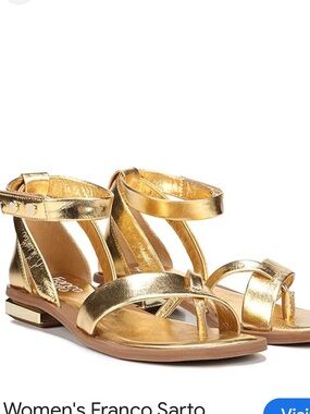 Franco Sarto Metallic Gold Strappy Ankle Sandals